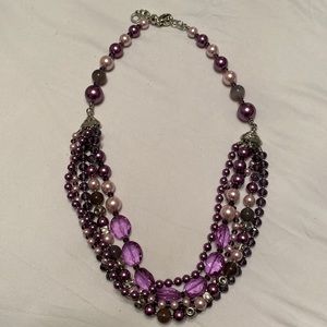 Layered purple beaded/pearled necklace